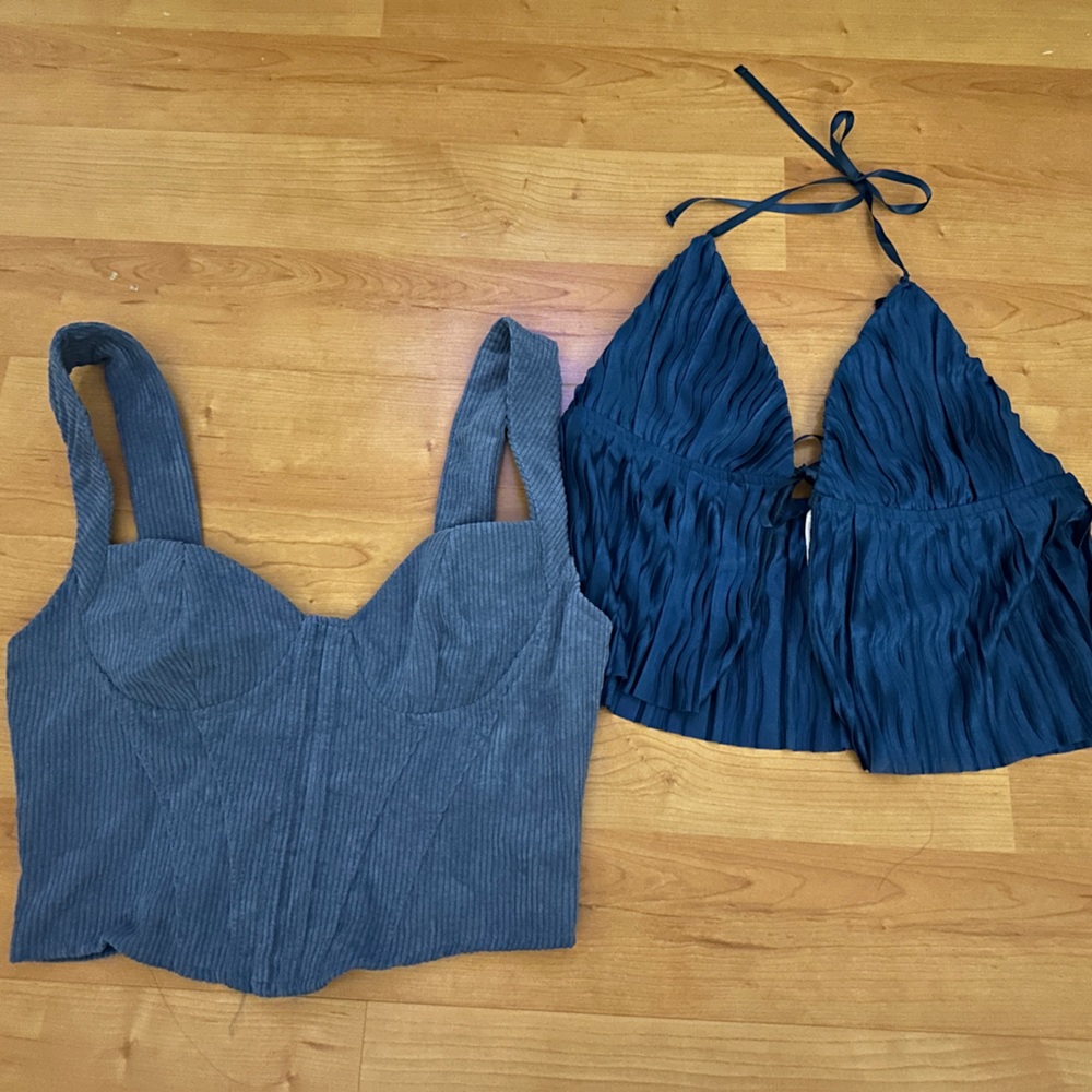 Bundle: Blue Crop Tops Set